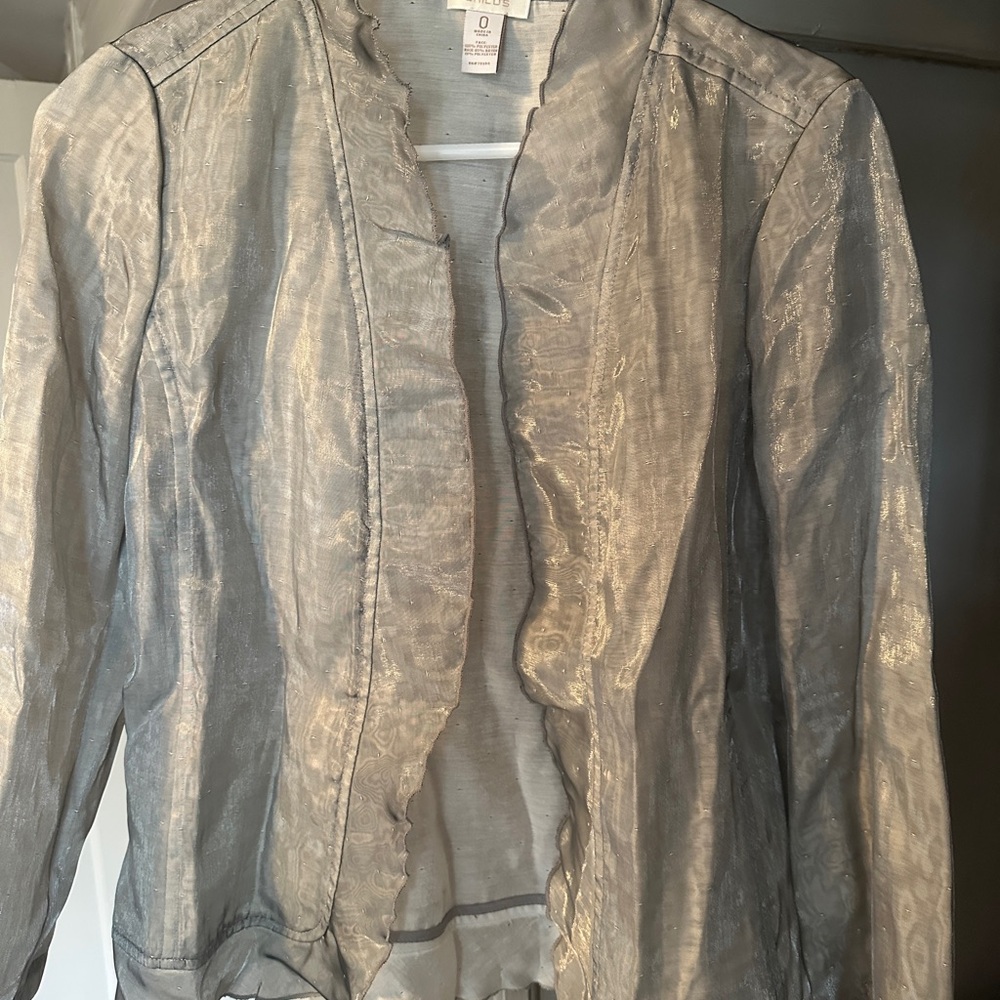 Chico's Silver Blazer with Shimmery Finish